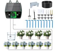 Snorthy Garden Drip Irrigation System, 10M 3.5V 400 ml/min Solar Automatic Plant Self Watering Devices with Timer Solar Powered Auto DIY Watering System for Balcony, Green House Indoor Outdoor Plants