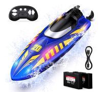 Snorthy Remote Control Boat, 2.4Ghz Full Proportional Remote Control Boat with LED Light, Waterproof Electric High Speed Ship with 2 Rechargeable Batteries, 2 Speed Boats for Pools and Lakes