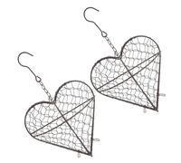 Snorvixre 2PCS Elegant Iron Nesting Heart Hanging Bird Nesting Materials Container Perfect for Outdoor Hanging Shelter Accessories Iron Bird Nest Supply Storage Box