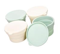 Snorvixre 4 Pack Foldable Stackable Silicone Pizza Dough Bread Proofing Container with Lid for Artisanal Baking and Easy Storage Foldable Bread Proofing Basket