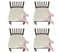 Snorvixre 4Pcs Polyester Seat Cover Waterproof Stretch Soft Polyester Blend Spillproof Designs for Home Furniture Elastics Stretch Chair Cover