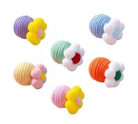Snorvixre 6PCS Exercise Promoting Plaything with Decorative Flowers for Indoor Entertainment and Engagement Sisal Bells Interaction Toy for Pet Cats