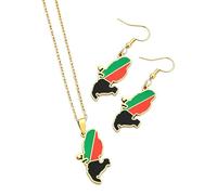 Snorvixre Beautiful Dangle Earrings with Necklace Matching Jewelry Set Stainless Steel Jewelry Set Suitable for Fashion Women Martinique Island