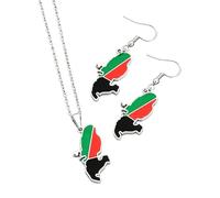 Snorvixre Beautiful Dangle Earrings with Necklace Matching Jewelry Set Stainless Steel Jewelry Set Suitable for Fashion Women Martinique Island