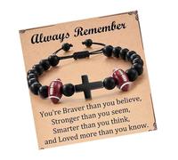 Snorvixre Black Braided Cord Wooden Crucifix Charm For Active Men Natural Wood Bead Sports Theme Jewelry Gift Crucifix Symbol Athletic Wood