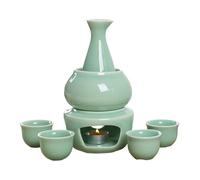 Snorvixre Ceramic Sake Set Warmer Pots Including Warming Bowl Pots 4 Cups and Stove for Hot Cold Warm Liquor Gift Ceramic Japanese Set