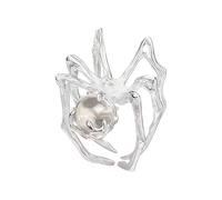 Snorvixre Dark Aesthetic Moonstone Spiders Rings Adjustable Gothic Jewelry for Women Punk Inspired Artisanal Craft Adjustable Moonstone Rings Dark Minimalist Jewelry