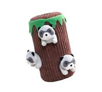 Snorvixre Dog Teething Chewing Squeaky Toy Plush Treehouse Panda Hide for Breeds Mental Stimulation Indoor Outdoor Engagement Dog Hide