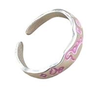 Snorvixre Dopamine Dinosaur Graffiti Rings Green Dinosaur, Alloy Adjustable with Colorful Star Decor, Girls ' Fashion Jewelry Teen Fashion Rings
