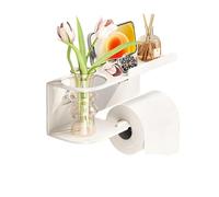 Snorvixre Easy to Cleaning and Install Adhesive Mount Carbon Steel Bathroom Paper Holder with Extra Storage Space Rusts Proof Adhesive Mounted Carbon