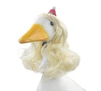 Snorvixre Geese Dog Celebration Headpiece Long Curly Hairstyle Themed Outfit Synthetic Hair Simple Curly Hair Pet Headpiece