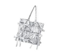 Snorvixre Large Capacity Handbag Nylon Shoulder Bag Underarm Pack Sophisticated Bows And Pleats For Daily Use And Various Occasion Unique Pleated Handbag