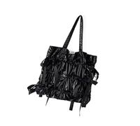 Snorvixre Large Capacity Handbag Nylon Shoulder Bag Underarm Pack Sophisticated Bows And Pleats For Daily Use And Various Occasion Unique Pleated Handbag