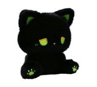 Snorvixre Life Like Plush Cats Stuffed Doll Emotion, Black green, E