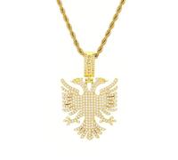 Snorvixre Modern Albania Accipiter Design Necklace Stainless Steel Gold Silver Trendy Neckchain Pendant Neckwear Hip Hop Albania Accipiter Pendant Necklace