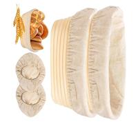 Snorvixre Oval Bread Proofing Holders 2 Pieces Including Linen Liners Essential for Traditional Sourdough Baking Decimeter Bread Rising Basket