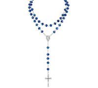 Snorvixre Rosary Beads Crosses Necklace Catholic with Crucifix Miracles Medals First Communion Gift Catholic Crystal Beads Religious Holy Communion Confirmation Baptism Wedding Sacramental