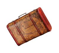 Snorvixre Storage Box Faux Leather Hand Organiser Chinese Pattern Wooden Carrying Case with Metal Clasp for Jewelry and Cosmetics Chinese Patterned Vintage Storage Trunk