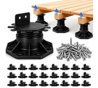 Snovire 24 Pack Adjustable Decking Support Pedestal, 30-60mm Height Adjustable Decking Feet, Heavy Duty Plastic Deck Riser Base Supports for Wood, WPC, Aluminum Flooring and DIY Projects