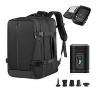 Snovire Vacuum Travel Backpack with Vacuum Pump, Expandable Compression Backpack, Airline Carry-On Bag with 180° Opening, Dry Separation, Vacuum Suitcase for Travel, Business Trip, Camping (Black)
