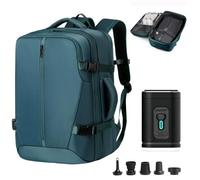 Snovire Vacuum Travel Backpack with Vacuum Pump, Expandable Compression Backpack, Airline Carry-On Bag with 180° Opening, Dry Separation, Vacuum Suitcase for Travel, Business Trip, Camping (Blue)