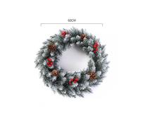 (Snow, 60cm/23.6in) Christmas Wreath 118236in Snowy Red Ribbon Berries Pine Cone Decor Gift Xmas