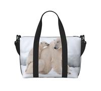 Snow Animal Polar Bear Print Travel Duffle Bag Lightweight Weekend Bag Travel Bag Holdall with Adjustable Strap for Weekend Trips Gym Travel Daily Use