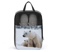 Snow Animal Polar Bear Shoe Bag Travel Shoe Organizer Water-Resistant Shoe Pouch with Zipper Sneaker Dust Bag, gray, One Size, Modern