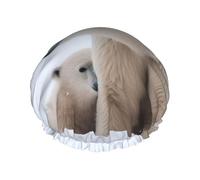 Snow Animal Polar Bear Shower Cap For Women Reusable Double Layers Bathing Bath Cap Hair Caps Waterproof Elastic Band Ladies Spa Salon Shower Hat Hair Caps