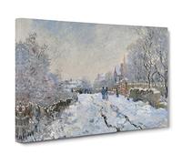 Snow At Argenteuil By Claude Monet Canvas Print | Gallery Wrapped 30mm Frame Wall Art | 20x14 inches | Ready to Hang | Impressionist Landscape Picture | Living Room Bedroom Lounge Office