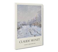 Snow At Argenteuil By Claude Monet Canvas Print | Gallery Wrapped 30mm Frame Wall Art | 20x14 inches | Ready to Hang | Impressionist Landscape Picture | Living Room Bedroom Lounge Office