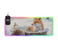 Snow Bathtub Fox Wirel Charging Glowing Office Mouse pad Extened Large Work 35.4 x 15.7 in Small Desk mat for Keyboard and Mouse