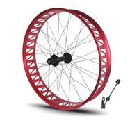 Snow Bike Front Rear Wheels 26in X 4.0/4.9''Fat Beach Bikes Wheelset Aluminum Alloy Rims 36 Hole Bearing Cassette Hub Disc Brake QR 135/190mm Wheel Set For 7-10s Freewheel E-Bike(Red,Rear)