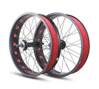 Snow Bike Wheelset 20/24/26”X 4.0" Fat Tire Bike Wheel Set Aluminum Alloy Rims Beach Bike Front Rear Wheels 36H Hubs 14G Spokes QR 135mm/195mm Disc Brake For 6-10s E-Bikes(Front Rear,24")