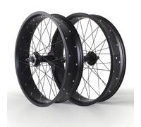 Snow Bike Wheelset 20/24/26”X 4.0" Fat Tire Front Rear Wheels Disc Brake Beach Bike Wheel Set Aluminum Alloy Rims 36H Hubs 14G Spokes QR 135mm/195mm For 6-10 Speed Freewheel(Front Rear A,24'')