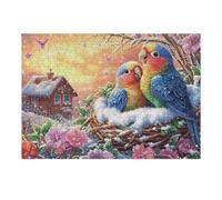 Snow Bird Chicks 300 Pieces Premium Jigsaw Puzzle Adult Jigsaws Educational Challenge Mental Exercise Winter Gift Precision Cut Board 300 PCS