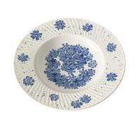 Snow Blue Flower Basket Color Plate Vegetable Household Ceramic Rice Bowl Tableware Light Luxury Relief Dessert Afternoon Tea Breakfast Snack Bird's Nest Salad Fruit Ice Cream Soup Pasta