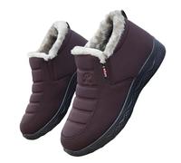 Snow Boots for Womens Wide Fit Ankle Boots Winter Waterproof Walking Boots Fluffy Cosy Warm Booties Ladies Slip On Water-Resistant Outdoor Fur Lined Ankle Booties Shoes Coffee
