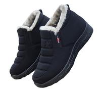 Snow Boots for Womens Wide Fit Ankle Boots Winter Waterproof Walking Boots Fluffy Cosy Warm Booties Ladies Slip On Water-Resistant Outdoor Fur Lined Ankle Booties Shoes Black