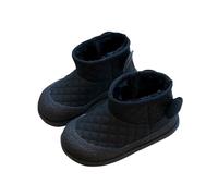 Snow Boots Kids Argyle Thickened Soft Sole Wide Fit Shoes Fleece Lining Comfortable Flat Warm Winter Unisex Footwear Non-Slip Sole Outdoor Breathable Boots Black