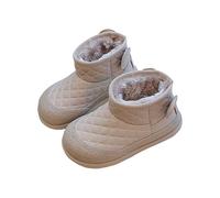 Snow Boots Kids Argyle Thickened Soft Sole Wide Fit Shoes Fleece Lining Comfortable Flat Warm Winter Unisex Footwear Non-Slip Sole Outdoor Breathable Boots Khaki
