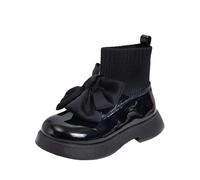 Snow Boots Kids Soft Sole Solid Color Comfortable Flat Shoes Princess Leather Bow Flower Shoes Wide Fit Anti-Slip Outdoor Breathable Footwear Walking Ankle Boots for Wedding Party