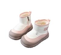 Snow Boots Kids Star Print Fleece Lining Plush Boots Thickened Outdoor Non-Slip Soft Soled Shoes Comfortable Flat Warm Winter Wide Fit Footwear Loose Leather Shoes Pink