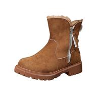 Snow boots with warm leather lining for women, winter boots, real wool provide ultimate comfort protection from the cold, brown, 4 UK