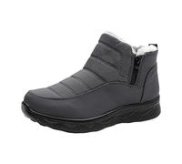 Snow Boots Women Fashion Waterproof Wide Fit Ankle Booties Slip On Warm Zipper Winter Shoes Cold-Proof Casual Short Boots Comfortable Faux Fur Lined Walking Shoes Grey