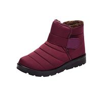 Snow Boots Women Fleece Lined Warm Ankle Booties Thickened Water-Resistant Walking Hiking Boots Outdoor Anti-Slip Mid Calf Sports Casual Plush Shoes Thermal Footwear Size 3-8