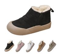 Snow Boots Women Ladies Winter Lightweight Slip On Waterproof Thickened Warm Fur Lined Slouch Cotton Flat Ankle Boots Outdoor Trekking Hiking Walking Shoes Lightweight Wellies
