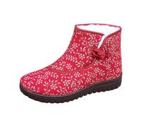 Snow Boots Women Size 6 Winter Warm Fur Lined Boots Women Breathable Soft Water Resistant Shoes Boot Fashion Casual Sneakers Breathable Flat Casual Shoes Winter Padded Warm Boot Womens Tall(Red,5.5)