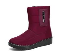 Snow Boots Women with Fur Lined Plus Size Waterproof Platform Winter Boots for Women Non Slip Warm Grace Ladies Shoes Wide Fit for Hiking Walking Office,Red,4.5