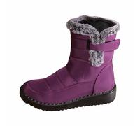 Snow Boots Women with Fur Lined Plus Size Waterproof Platform Winter Boots for Women Non Slip Warm Grace Ladies Shoes Wide Fit for Hiking Walking Office,Purple,5.5